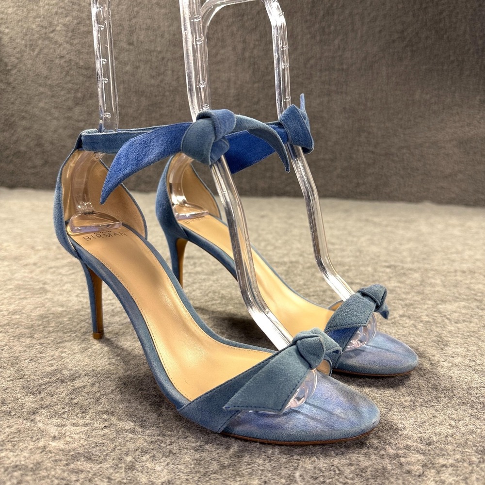 Alexandre Birman Shoes Womens 40 US 10 Blue Suede Strappy Ankle Tie Heel Sandals